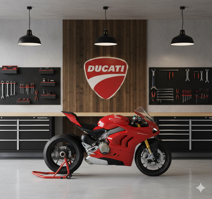 Ducati Wandschild für die Garage – Premium Wanddekoration für Auto- und Motorradliebhaber