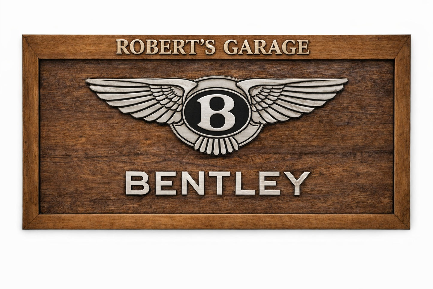 Handgeschnitzte Bentley Wanddekoration aus Massivholz – Luxus Garage Wall Art (150 × 70 cm)