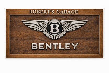 Handgeschnitzte Bentley Wanddekoration aus Massivholz – Luxus Garage Wall Art (150 × 70 cm)