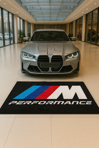 BMW M Performance Garagen Teppich 150×220 cm  Luxus Auto Teppich für Garage, Wohnzimmer & Showroom
