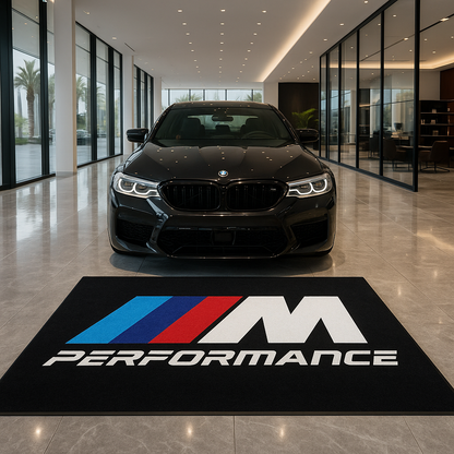 BMW M Performance Garagen Teppich 150×220 cm  Luxus Auto Teppich für Garage, Wohnzimmer & Showroom