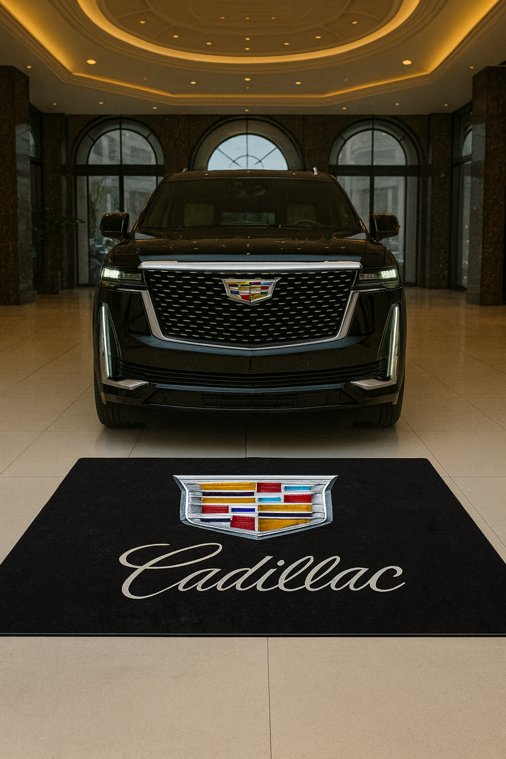 Cadillac Garagen Teppich 150×220 cm  Luxus Auto Teppich für Garage, Wohnzimmer & Showroom
