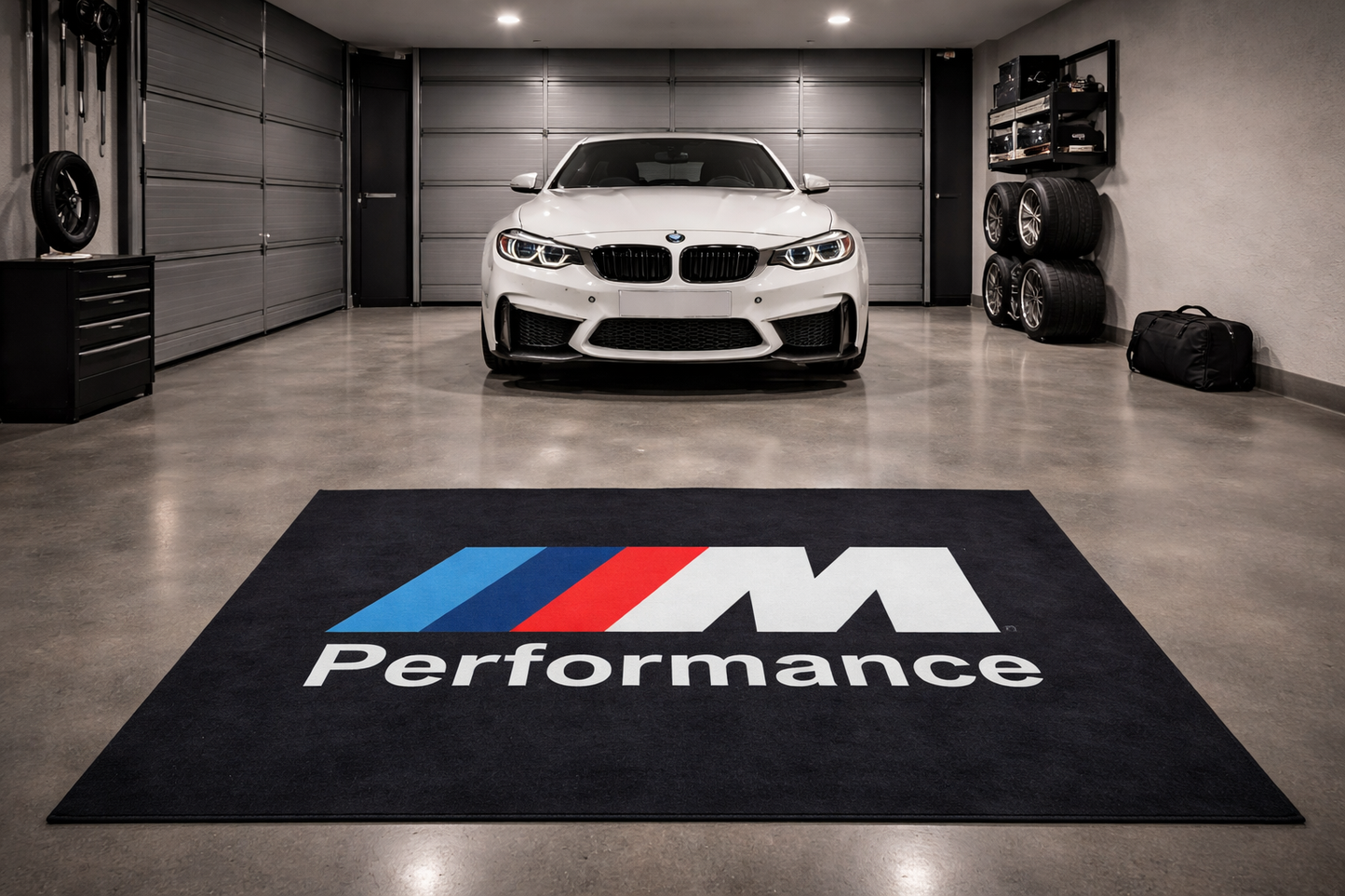 BMW M Performance Garagen Teppich 150×220 cm  Luxus Auto Teppich für Garage, Wohnzimmer & Showroom