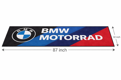 BMW Motorrad Garagen Teppich 75x220 cm (32x87 Zoll) – Premium Showroom Teppich & Wanddeko Racing Design