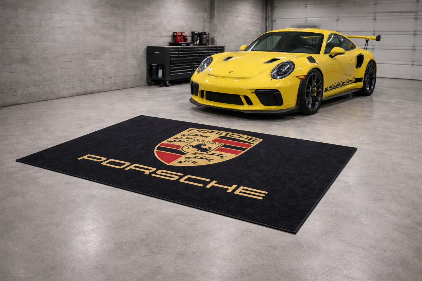 Porsche Garagen Teppich 150×220 cm  Luxus Auto Teppich für Garage, Wohnzimmer & Showroom