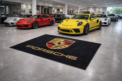 Porsche Garagen Teppich 150×220 cm  Luxus Auto Teppich für Garage, Wohnzimmer & Showroom