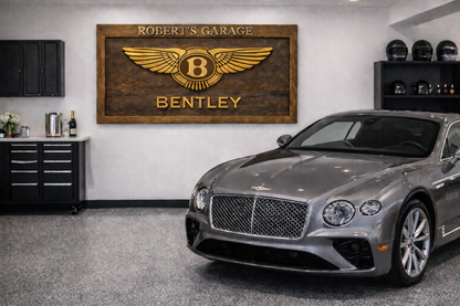 Handgeschnitzte Bentley Wanddekoration aus Massivholz – Luxus Garage Wall Art (150 × 70 cm)