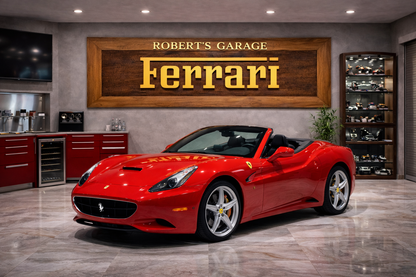 Handgeschnitzte Ferrari Wanddekoration aus Massivholz – Luxus Garage Wall Art (150 × 70 cm)