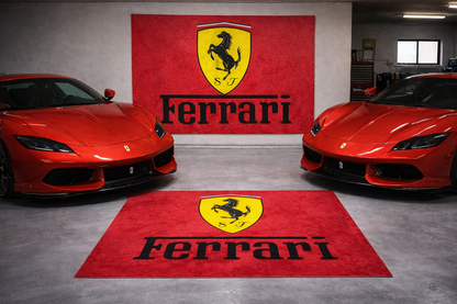 Ferrari Garagen Teppich 150×220 cm  Luxus Auto Teppich für Garage, Wohnzimmer & Showroom