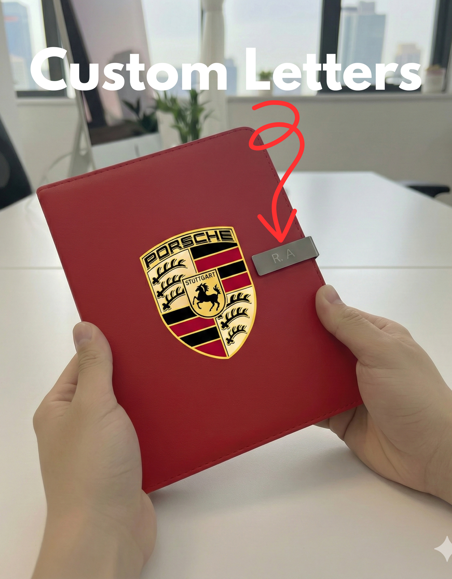 Exklusives Tagebuch Notizbuch mit Porsche Logo Personalisierbaren Initialen