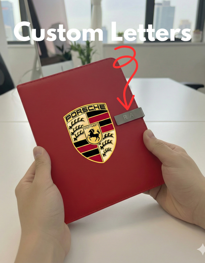 Exklusives Tagebuch Notizbuch mit Porsche Logo Personalisierbaren Initialen