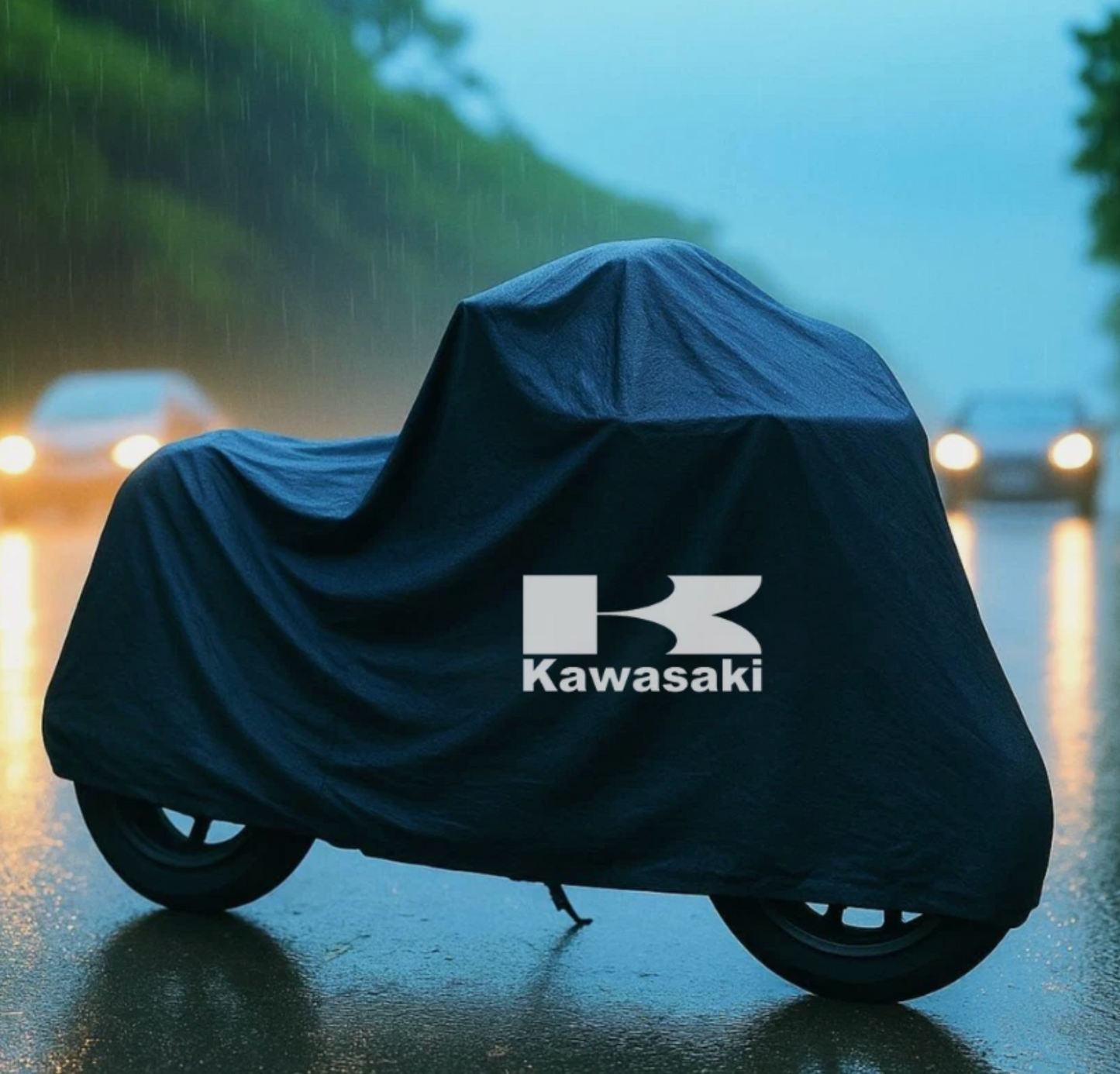 Kawasaki Motorrad Schutzabdeckung für den Außenbereich – Widerstandsfähig gegen Regen, Sonne & Staub