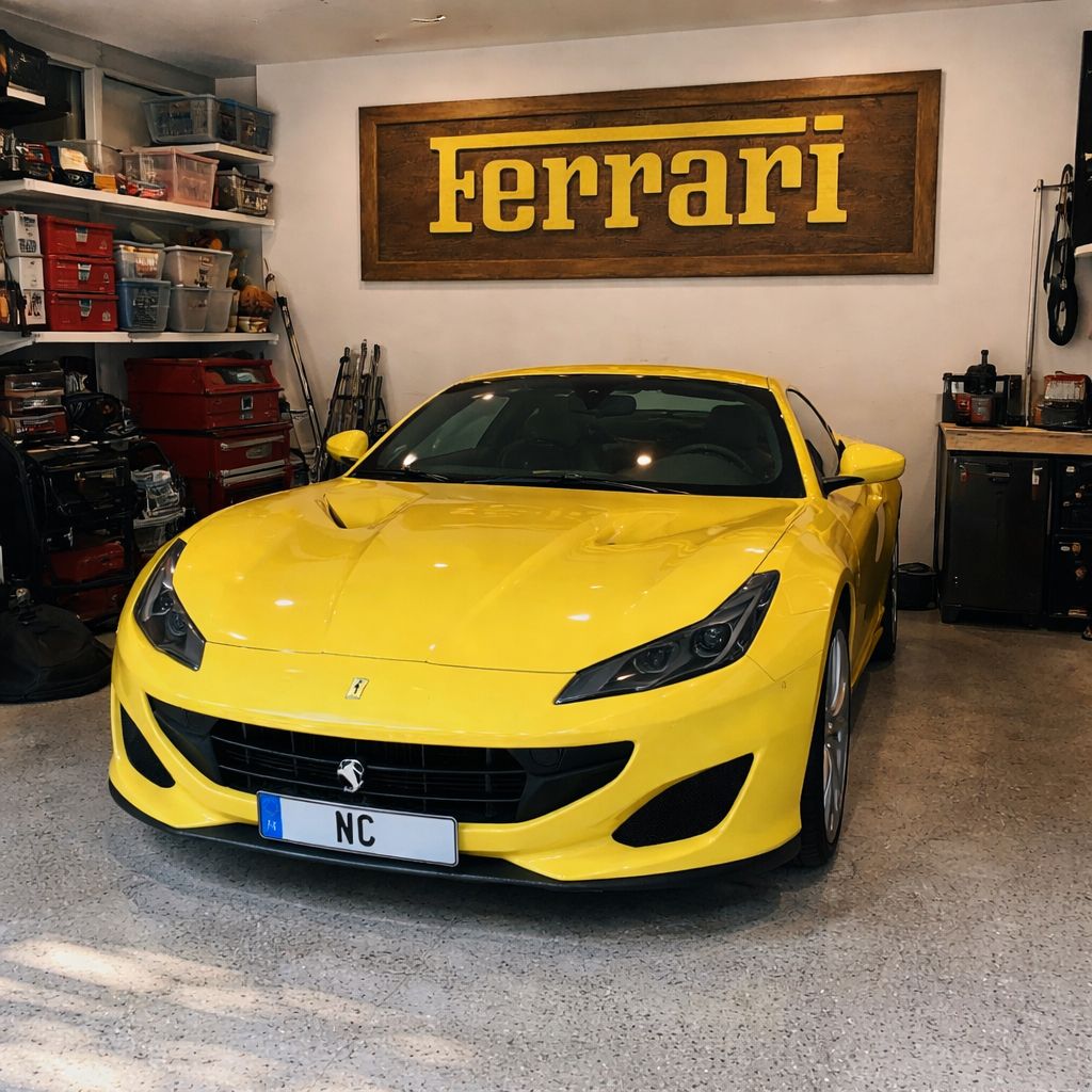 Handgeschnitzte Ferrari Wanddekoration aus Massivholz – Luxus Garage Wall Art (150 × 70 cm)
