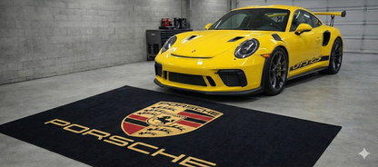 Porsche Garagen Teppich 150×220 cm  Luxus Auto Teppich für Garage, Wohnzimmer & Showroom
