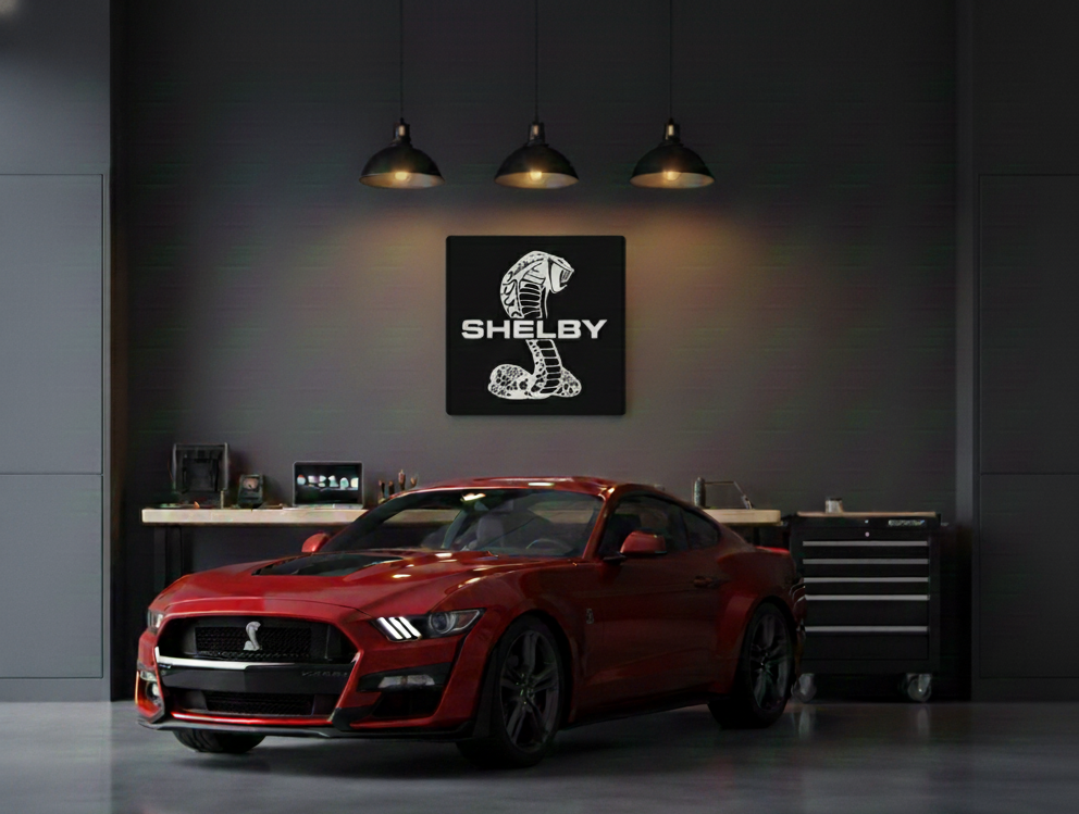Handgefertigte Shelby Logo Wanddekoration  Garagen-Deko Wandkunst