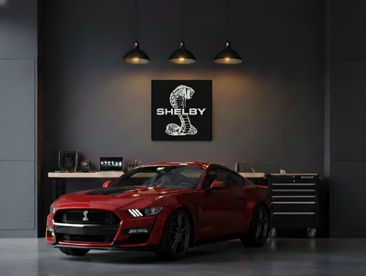Handgefertigte Shelby Logo Wanddekoration  Garagen-Deko Wandkunst