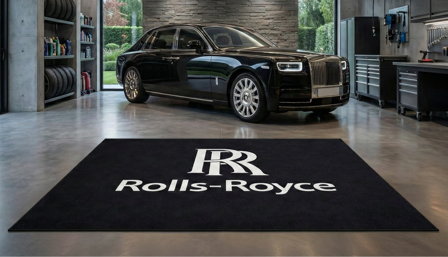 Rolls Royce Garagen Teppich 150×220 cm  Luxus Auto Teppich für Garage, Wohnzimmer & Showroom