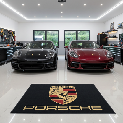Porsche Garagen Teppich 150×220 cm  Luxus Auto Teppich für Garage, Wohnzimmer & Showroom