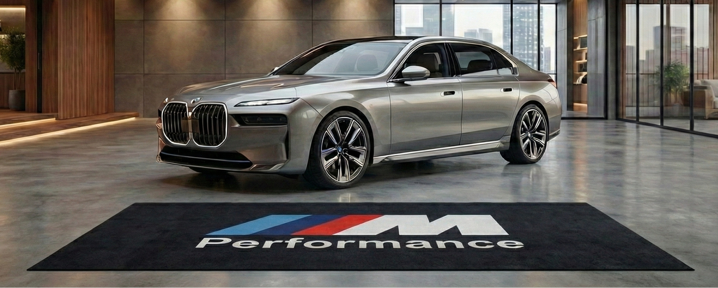 BMW M Performance Garagen Teppich 150×220 cm  Luxus Auto Teppich für Garage, Wohnzimmer & Showroom