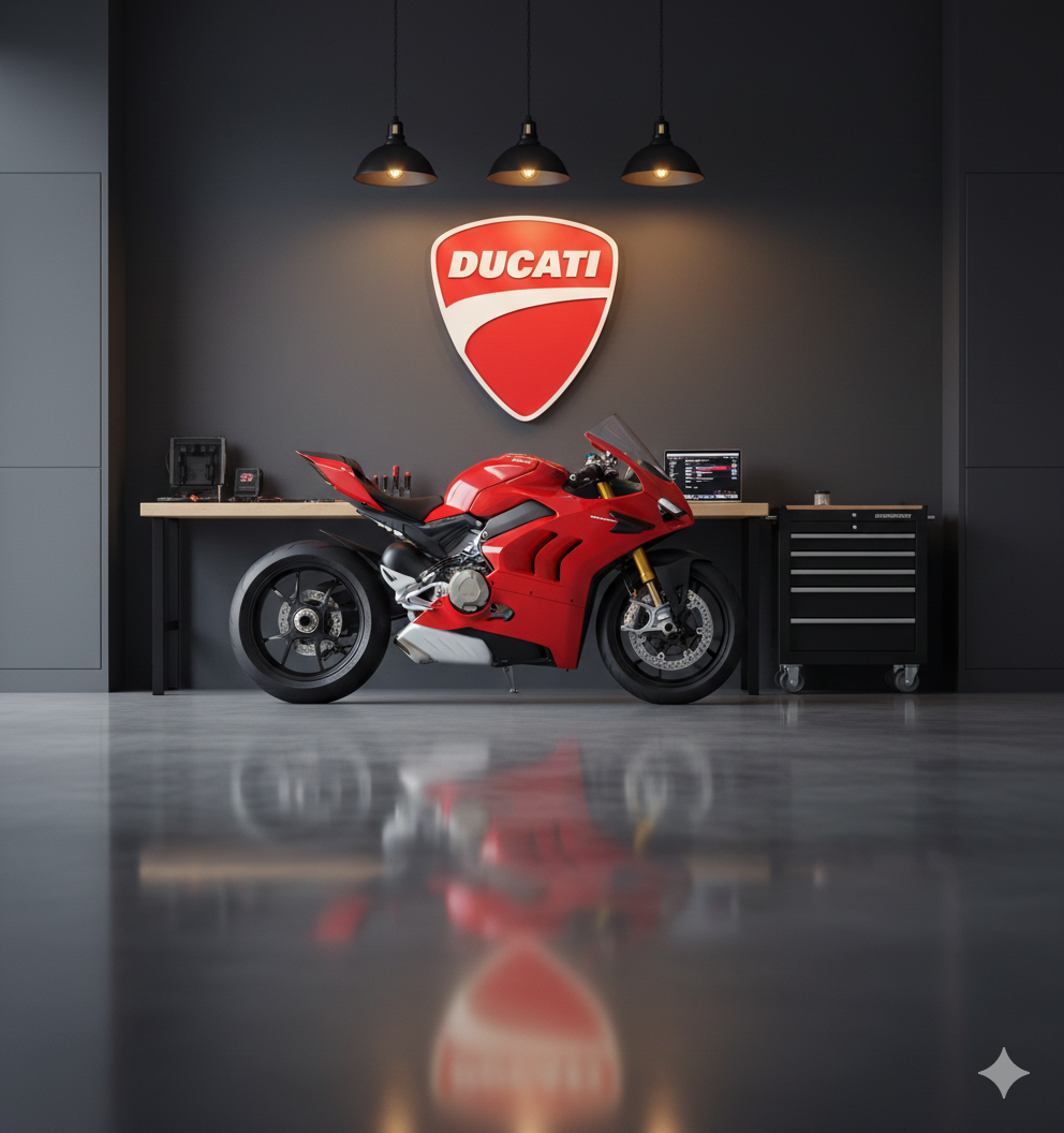 Ducati Wandschild für die Garage – Premium Wanddekoration für Auto- und Motorradliebhaber