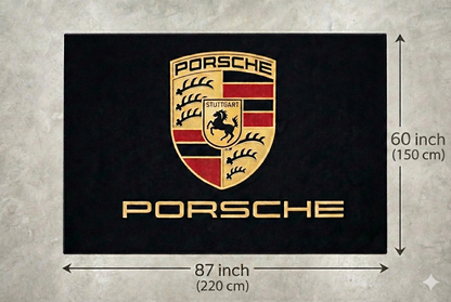 Porsche Garagen Teppich 150×220 cm  Luxus Auto Teppich für Garage, Wohnzimmer & Showroom