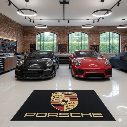 Porsche Garagen Teppich 150×220 cm  Luxus Auto Teppich für Garage, Wohnzimmer & Showroom