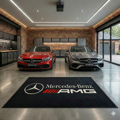 Mercedes Benz AMG Garagen Teppich 150×220 cm  Luxus Auto Teppich für Garage, Wohnzimmer & Showroom