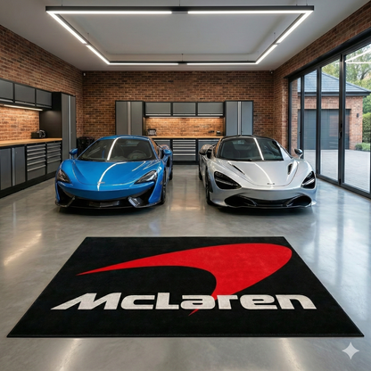 McLaren Garagen Teppich 150×220 cm  Luxus Auto Teppich für Garage, Wohnzimmer & Showroom