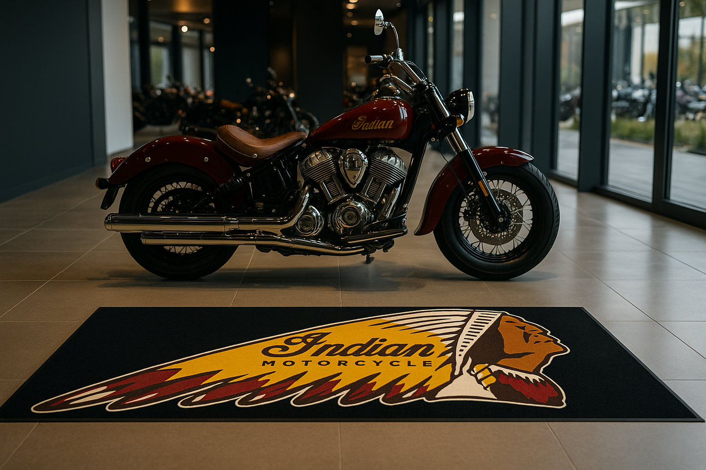 Indian Motorrad Garagen Teppich 75×220 cm Luxus Motorrad Teppich für Garage & Showroom