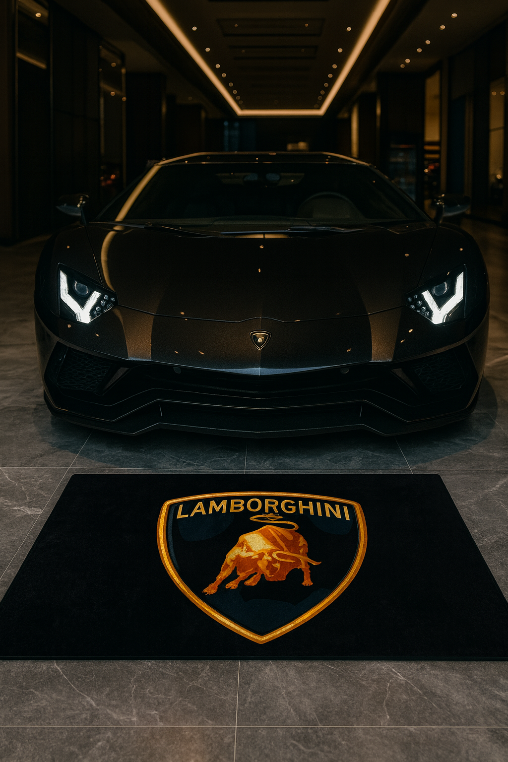 Lamborghini Garagen Teppich 150×220 cm  Luxus Auto Teppich für Garage, Wohnzimmer & Showroom