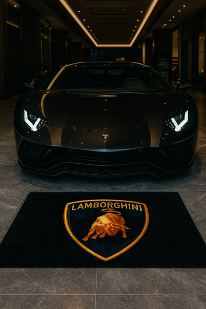 Lamborghini Garagen Teppich 150×220 cm  Luxus Auto Teppich für Garage, Wohnzimmer & Showroom