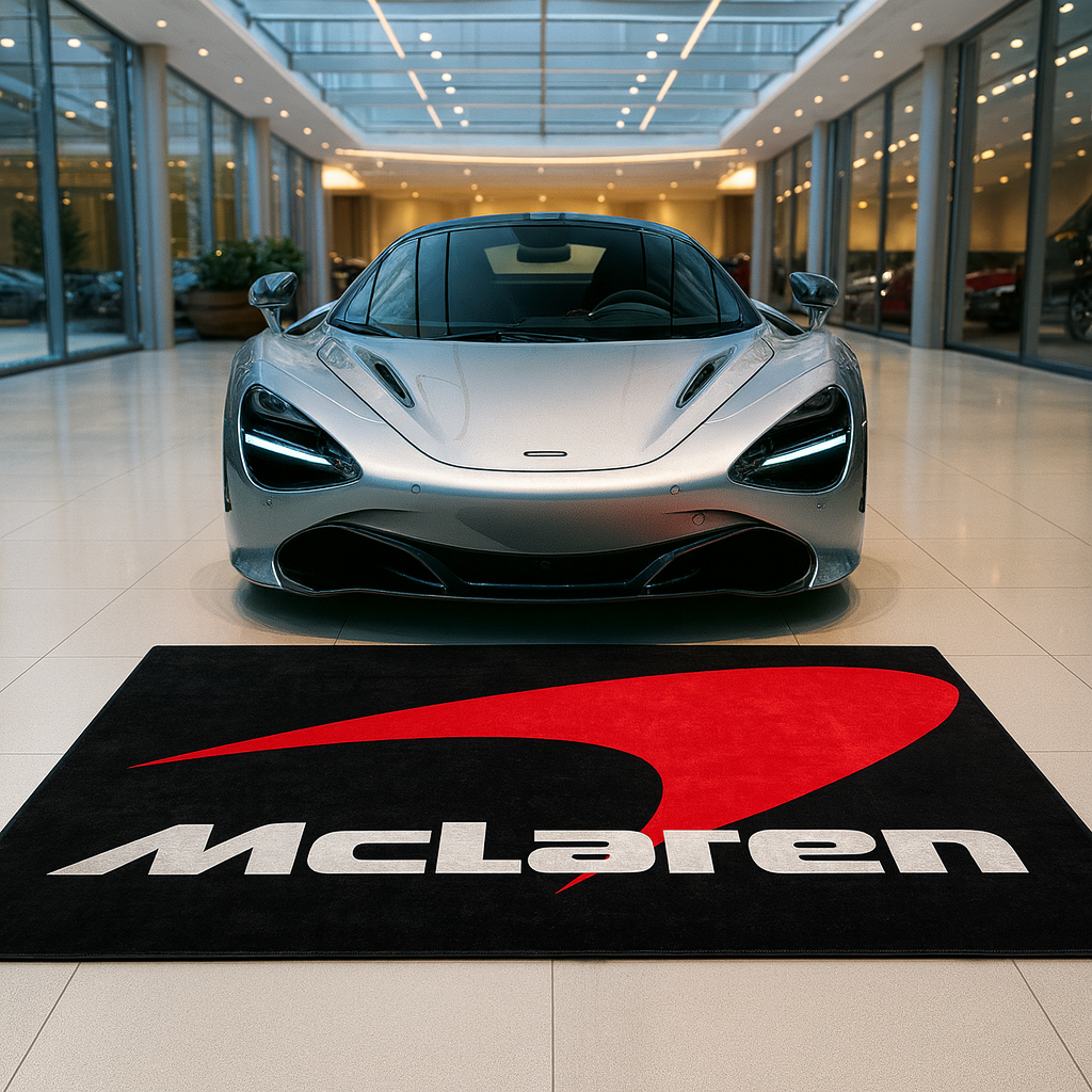 McLaren Garagen Teppich 150×220 cm  Luxus Auto Teppich für Garage, Wohnzimmer & Showroom