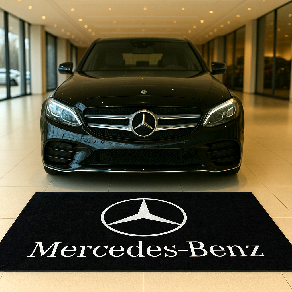 Mercedes Benz AMG Garagen Teppich 150×220 cm  Luxus Auto Teppich für Garage, Wohnzimmer & Showroom