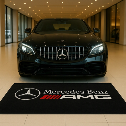 Mercedes Benz AMG Garagen Teppich 150×220 cm  Luxus Auto Teppich für Garage, Wohnzimmer & Showroom