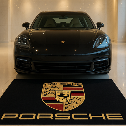 Porsche Garagen Teppich 150×220 cm  Luxus Auto Teppich für Garage, Wohnzimmer & Showroom