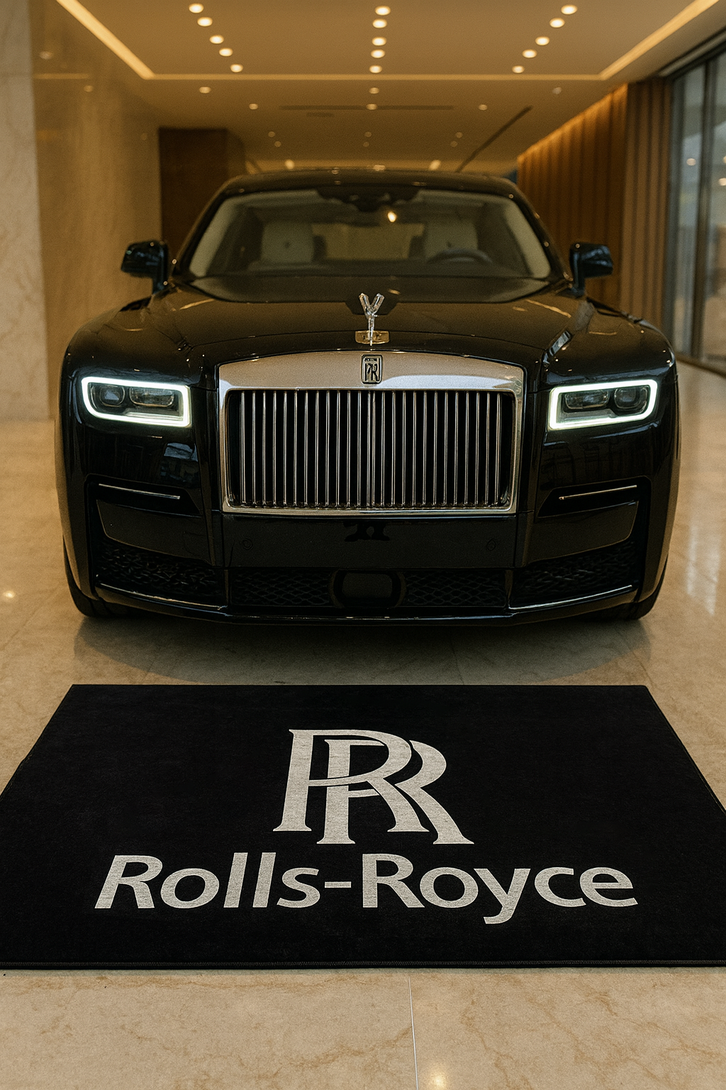 Rolls Royce Garagen Teppich 150×220 cm  Luxus Auto Teppich für Garage, Wohnzimmer & Showroom
