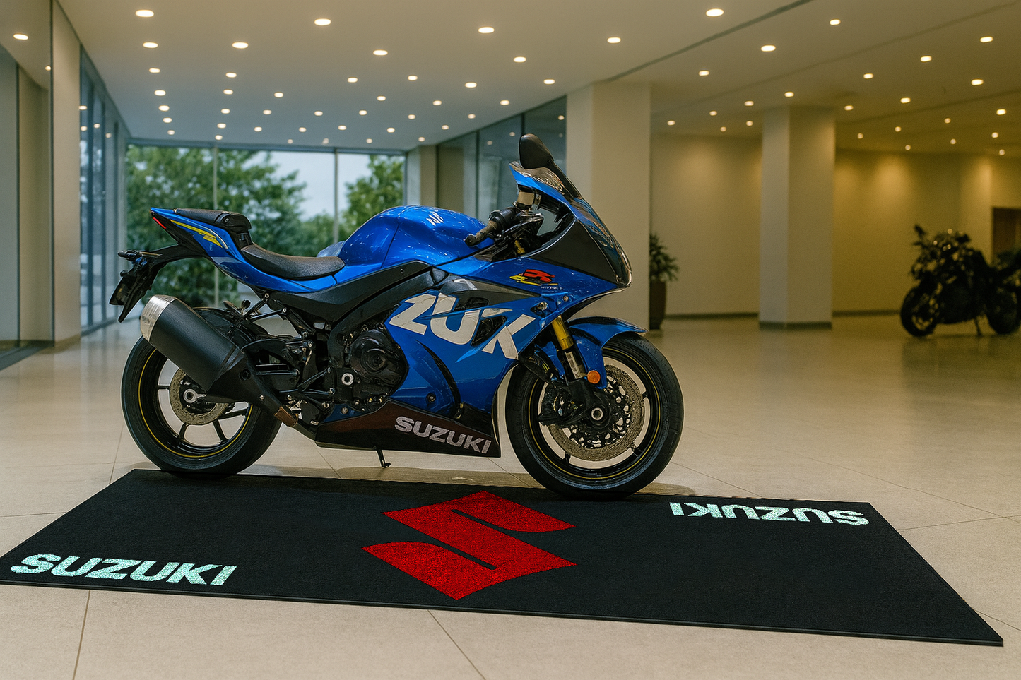 Suzuki Motorrad Garagen Teppich 75×220 cm Luxus Motorrad Teppich für Garage & Showroom