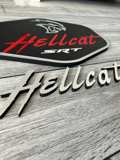 Hellcat Logo Wandschild für die Garage Deko Wandkunst