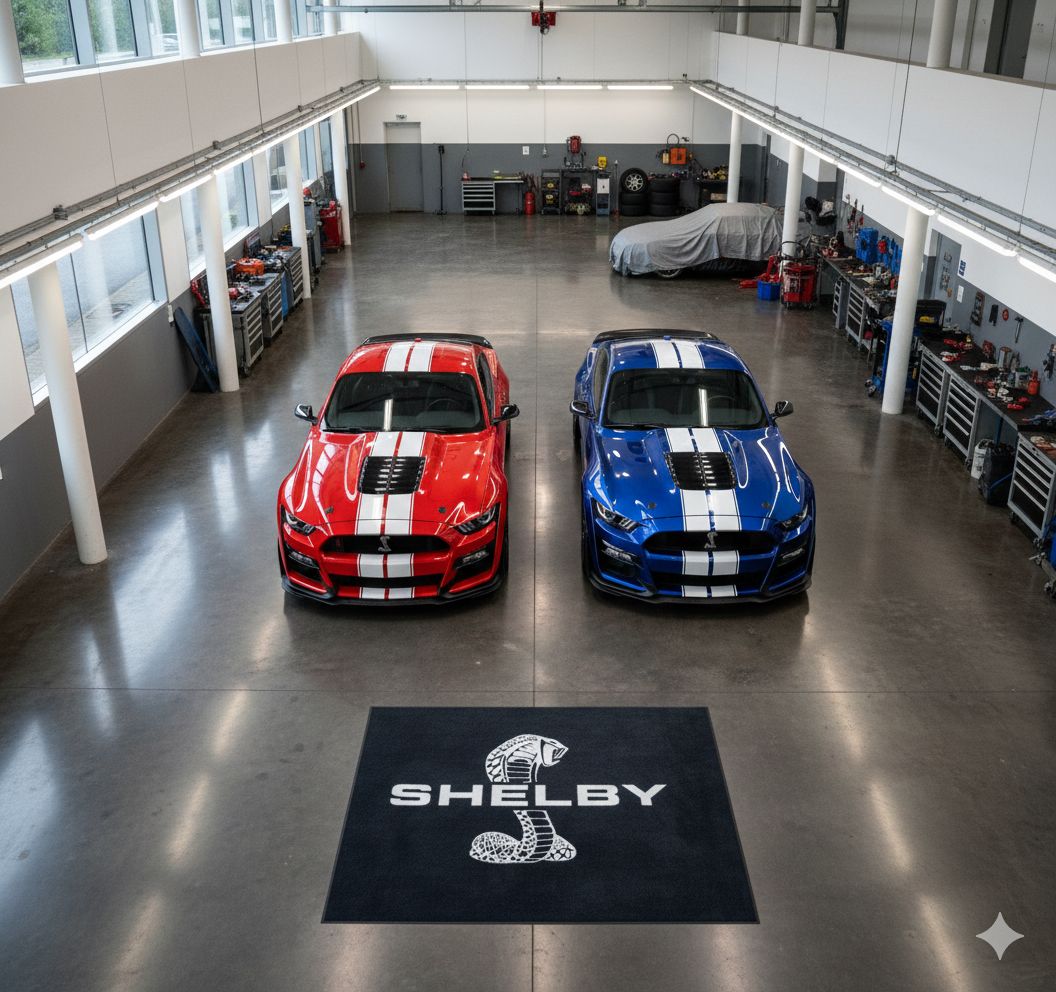 Shelby Garagen Teppich 150×220 cm  Luxus Auto Teppich für Garage, Wohnzimmer & Showroom