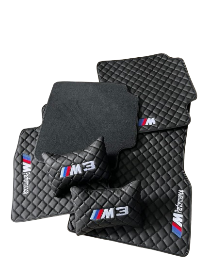 For BMW M3 Serie Leder Fußmatten Set Mit 2 Kissen