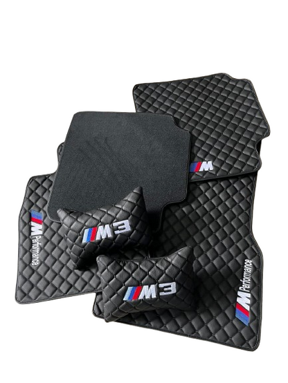 For BMW M3 Serie Leder Fußmatten Set Mit 2 Kissen