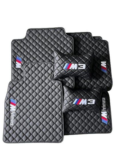 For BMW M3 Serie Leder Fußmatten Set Mit 2 Kissen