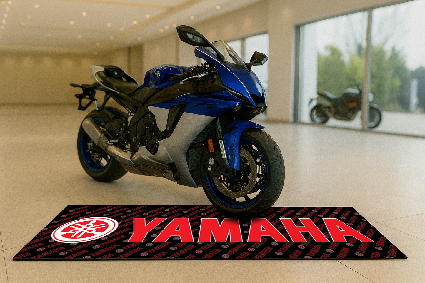 Yamaha Motorrad Garagen Teppich 75×220 cm Luxus Motorrad Teppich für Garage & Showroom