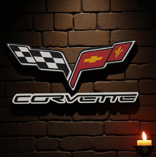Corvette Logo Wandschild für die Garage Deko Wandkunst