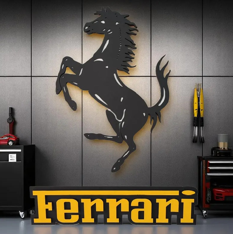 Ferrari Logo Wandschild für die Garage Deko Wandkunst