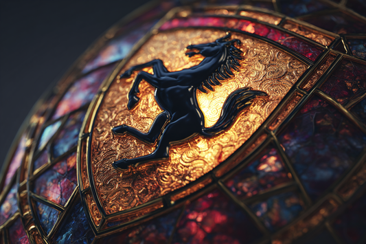 Ferrari Bild aus gehärtetem Glas 50x50 cm mit SCHWARZEM RAHMEN